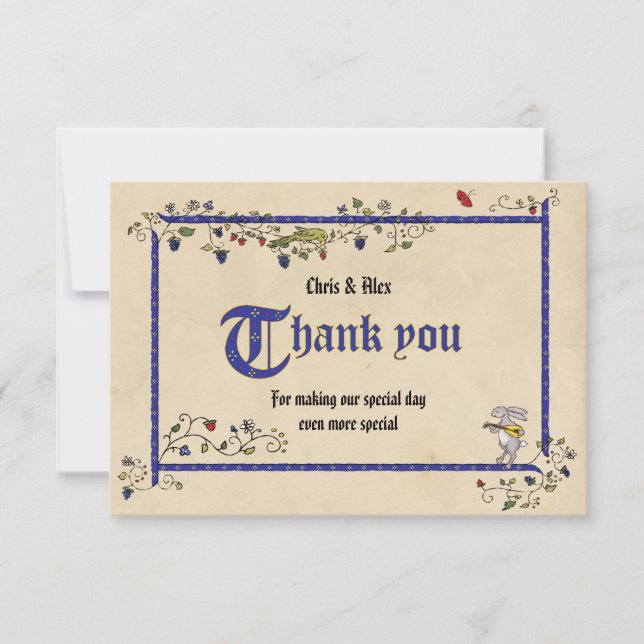 Animaux médiévaux carte plate merci (Devant)