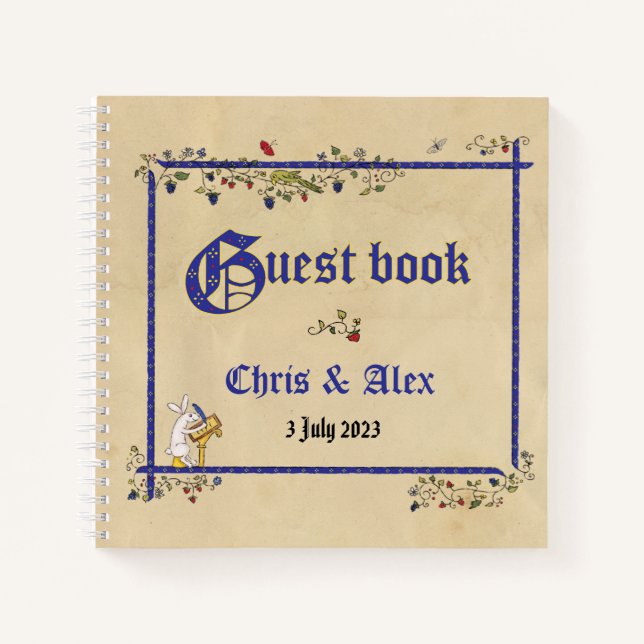 Animaux médiévaux Livre d'or mariage (Devant)