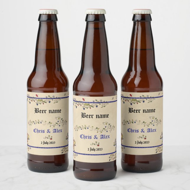 Animaux médiévaux mariage biberon étiquette (Bouteilles)