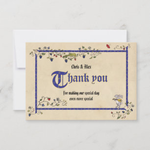 Animaux médiévaux merci carte à plat