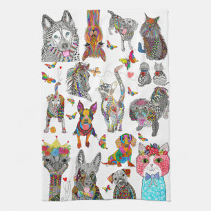 Animaux mignons et colorés Assortiment Serviette d