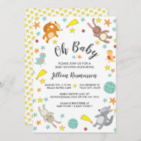 Animaux mignons Invitation Baby shower étoile et l