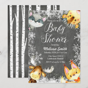 Animaux Noël Woodland Baby Shower Invitations