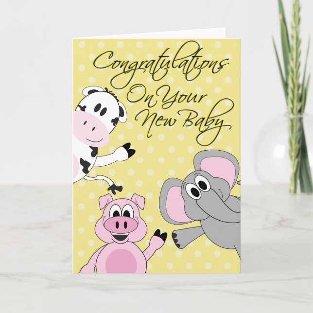 Animaux - Nouvelle carte de voeux pour bébés (Devant)