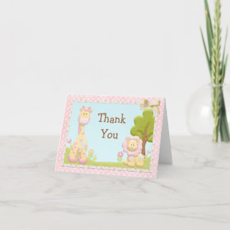 Animaux roses Baby shower Merci