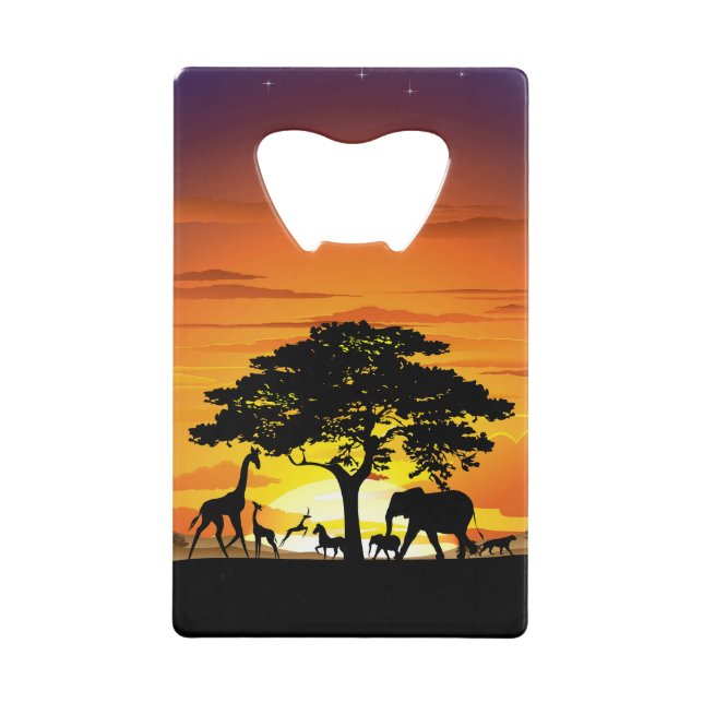 Animaux sauvages sur le coucher de soleil de la sa (Devant)