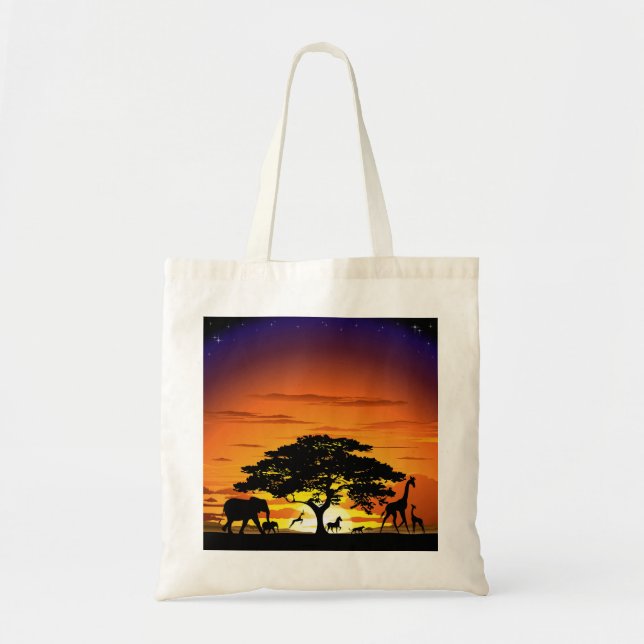 Animaux sauvages sur le sac fourre-tout Sunset de  (Devant)