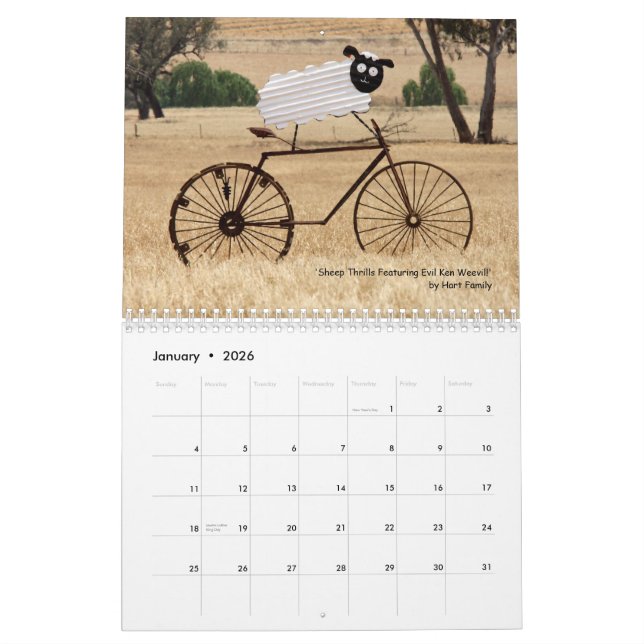 Animaux sur vélos Calendrier (Jan 2026)