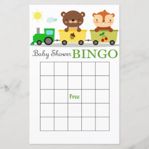 Animaux train baby shower carte de bingo