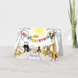 Animaux Trois bougies Carte d'anniversaire