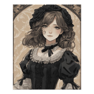 Anime AI Wonderland: Vintage Little Black Dress  Poster
