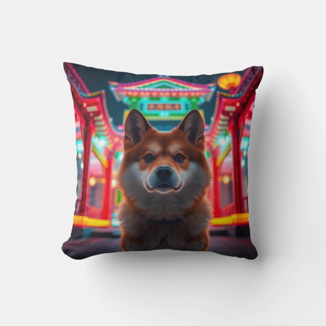 Anime Akita Throw Pillow (Front)
