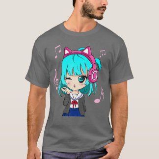 Anime and Music Girl foreen Chibi Anime Girl Small T-Shirt