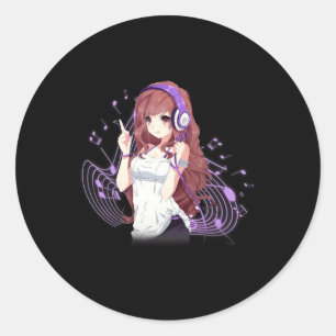 Anime and Music Merch Kawaii Manga Otaku for Teens Classic Round Sticker