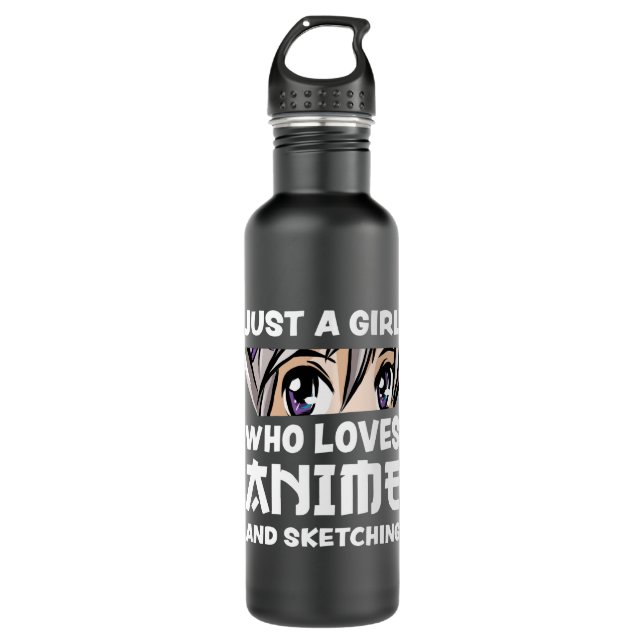 Anime and Sketching Manga Girl Gift Cute 710 Ml Water Bottle (Front)