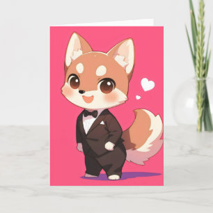 Anime Animal Fox Suit Holiday Card