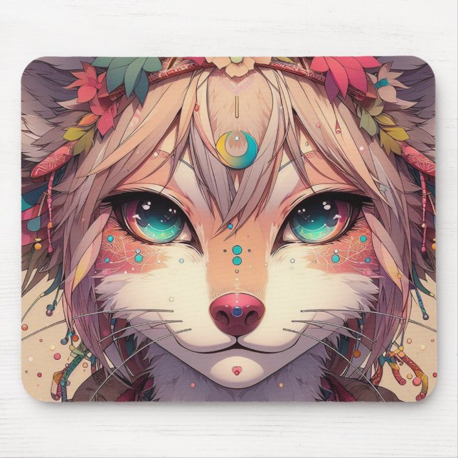 Anime animal mouse pad, anime cat pad (Front)