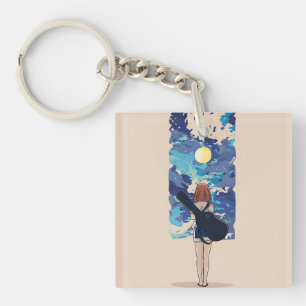 Anime Art, Character Design, Minimalist Anime, Lo- Keychain