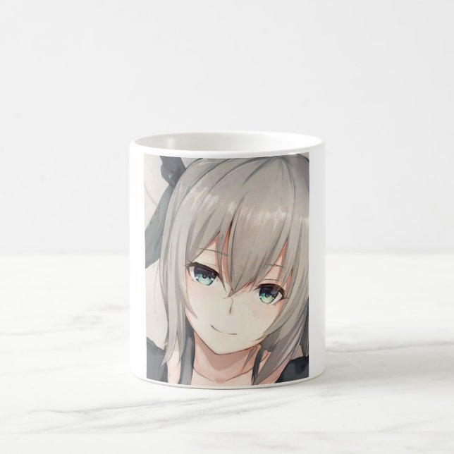 Anime aux cheveux gris fille aqua yeux Café Mug (Centre)