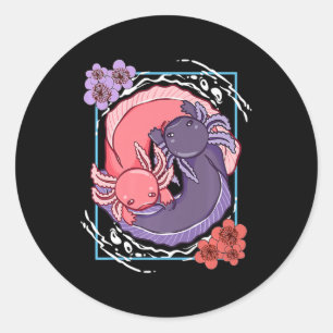 Anime Axolotl Waifu Who Love Anime Ramen And Sketc Classic Round Sticker