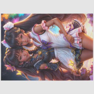 Anime Black Girl Friends Tissue Paper