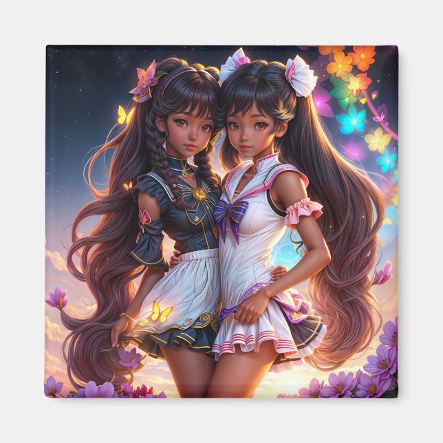 Anime Black Girls Melanin Animecore Magnet (Front)