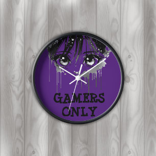 Anime Black & grey Face Monogram Clock