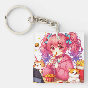 Anime Bliss: Girl, Potatoes, and Pet Keychain