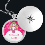 Anime Blonde Fuchsia Wedding Bridesmaid Necklace<br><div class="desc">Wedding Keepsake Wedding Party Necklaces - to change background colour - click customize - click edit - choose last tool in drop down menu and choose from one of the colours shown or enter your rgb hex code for your custom wedding colour- to change font colour select the text you...</div>