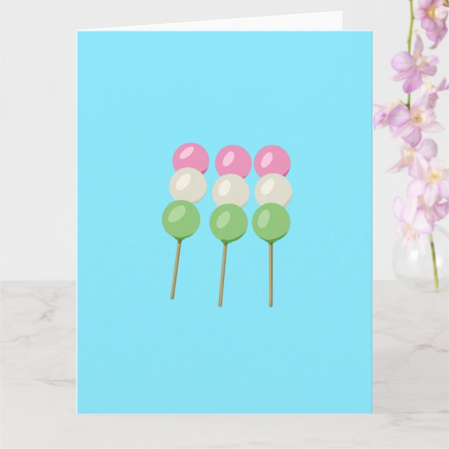 Anime Blue Pastel Dango Folded Greeting Card (Orchid)