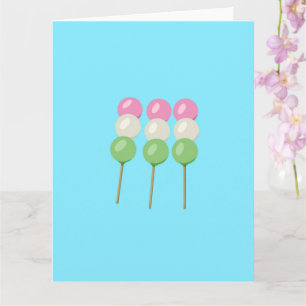 Anime Blue Pastel Dango Folded Greeting Card