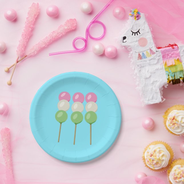 Anime Blue Pastel Dango Paper Plate (Party)