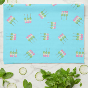 Anime Blue Pastel Dango Serviettes de cuisine
