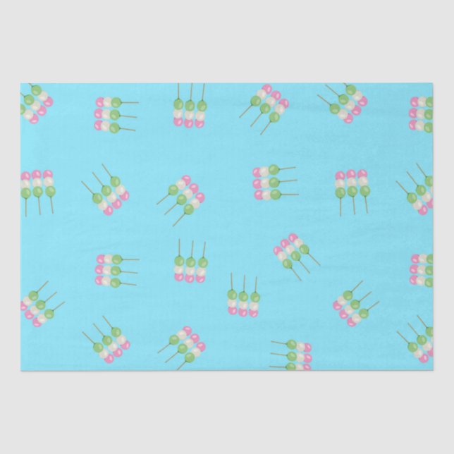 Anime Blue Pastel Dango Tissue Paper (Front)