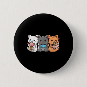 Anime Boba Tea Bubble Tea Gaming Gamer Ramen Cat  2 Inch Round Button
