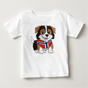 Anime Border Collie with Norway Flag Baby T-Shirt