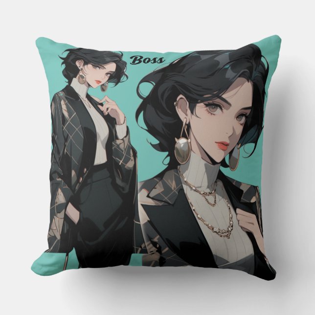 Anime Boss  Throw Pillow (Front)