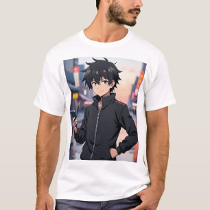 Anime Boy in City Street – Cool Urban Anime Charac T-Shirt