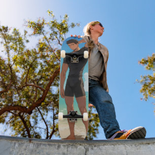 Anime Boy on Beach Skateboard