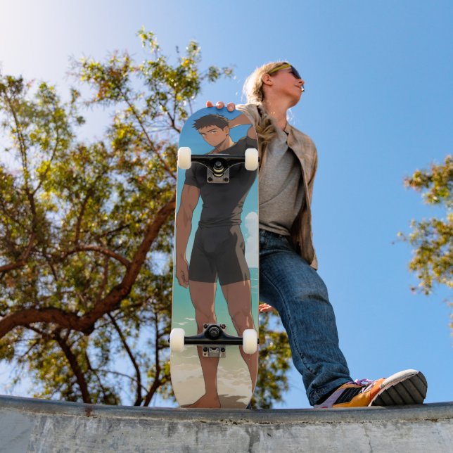 Anime Boy on Beach Skateboard (Outdoor 1)