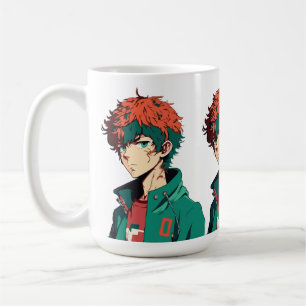 Anime Boy: Orange and Green Hair - Manga Delight Coffee Mug
