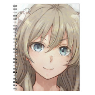 Anime brown-haired girl with blue eyes  notebook