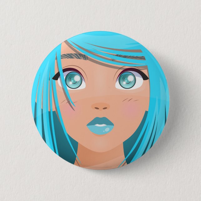 ANIME CARTOON GIRL  2 INCH ROUND BUTTON (Front)