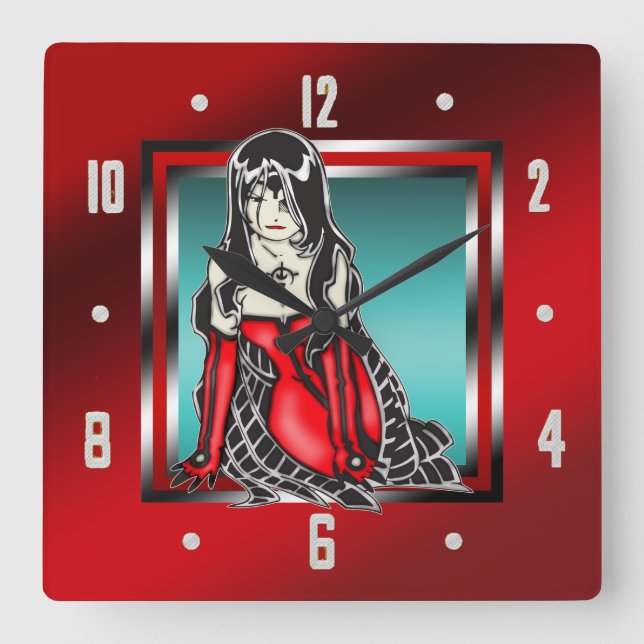 Anime Cartoon Vampire Girl Wall Clock (Front)