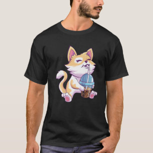 Anime Cat Boba Bubble Tea Japanese Kawaii Boba Mil T-Shirt
