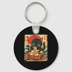 Anime Cat Eating Ramen Japanese Art Graphic Cat Cu Keychain