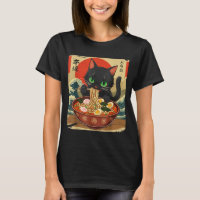 Anime Cat Eating Ramen Japanese Art Graphic Cat Cu