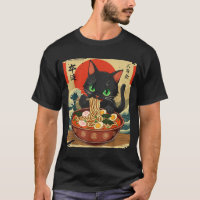Anime Cat Eating Ramen Japanese Art Graphic Cat Cu