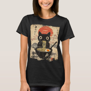Anime Cat Eating Ramen Japanese Style Anime Lovers T-Shirt