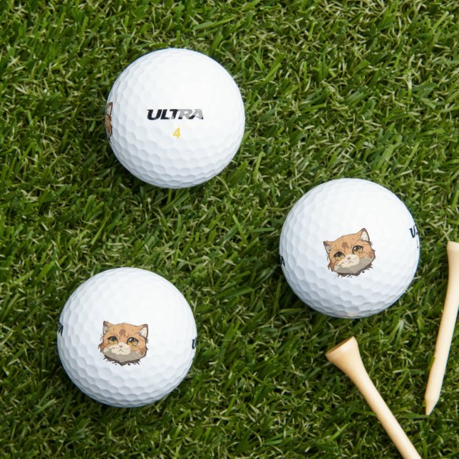 Anime Cat Face Golf Balls (Insitu Grass)